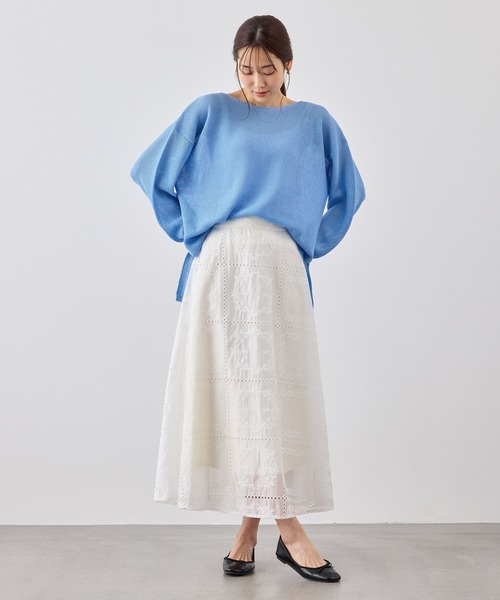 ROPE' PICNIC(ロペピクニック)の「プチスパンコールメッシュニット(ニット/セーター・レディース・サックスブルー/ブラック/キャメル/オフホワイト・FREE)」の6枚目の写真