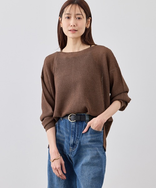 ROPE' PICNIC(ロペピクニック)の「プチスパンコールメッシュニット(ニット/セーター・レディース・サックスブルー/ブラック/キャメル/オフホワイト・FREE)」の15枚目の写真