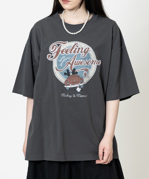 Disney(ディズニー)の「【15】〔Disney/ディズニー〕ミッキーマウス ユーズドライク バックプリント半袖Tシャツ(Tシャツ/カットソー・レディース・ブラック系1/ブラック系2/ホワイト系1/ホワイト系2・MEDIUM/LARGE/X-LARGE)」の11枚目の写真