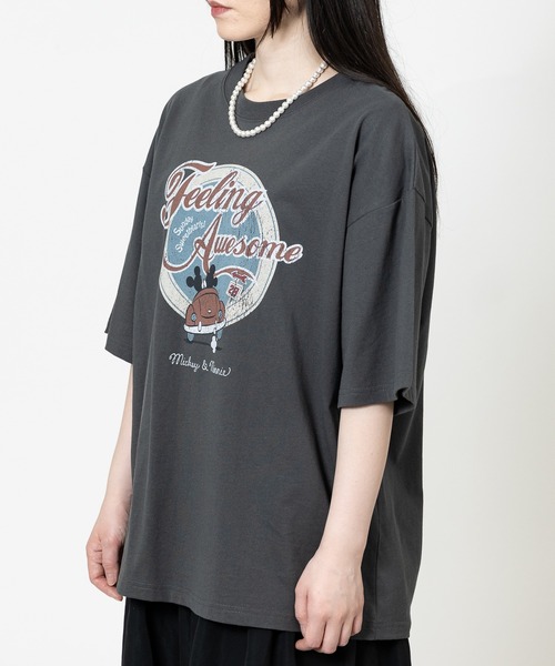 Disney(ディズニー)の「【15】〔Disney/ディズニー〕ミッキーマウス ユーズドライク バックプリント半袖Tシャツ(Tシャツ/カットソー・レディース・ブラック系1/ブラック系2/ホワイト系1/ホワイト系2・MEDIUM/LARGE/X-LARGE)」の12枚目の写真