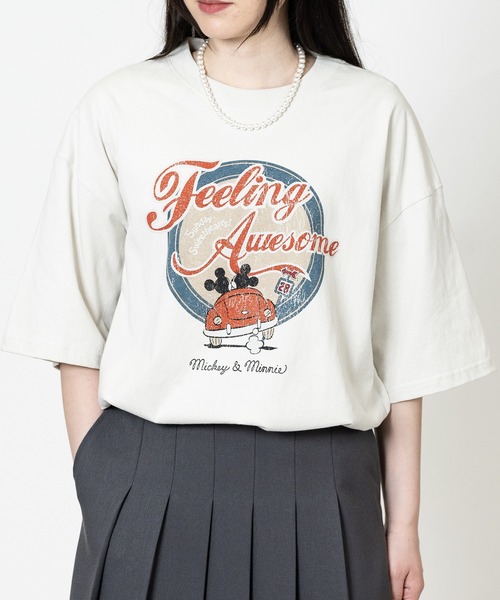 Disney(ディズニー)の「【15】〔Disney/ディズニー〕ミッキーマウス ユーズドライク バックプリント半袖Tシャツ(Tシャツ/カットソー・レディース・ブラック系1/ブラック系2/ホワイト系1/ホワイト系2・MEDIUM/LARGE/X-LARGE)」の5枚目の写真