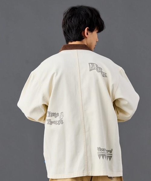 Liberaiders(リベレイダース)の「Liberaiders/リベレイダース HANDWRITING PRINT COVERALL 手書きプリント コットンツイル カバーオール ジャケット 秋 秋服 2026年秋冬 冬服(カバーオール・メンズ・ホワイト・M/L/XL)」の6枚目の写真