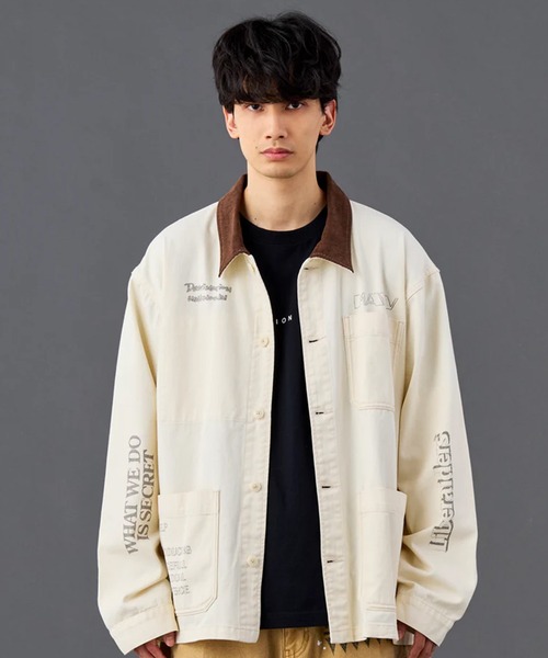 Liberaiders(リベレイダース)の「Liberaiders/リベレイダース HANDWRITING PRINT COVERALL 手書きプリント コットンツイル カバーオール ジャケット 秋 秋服 2026年秋冬 冬服(カバーオール・メンズ・ホワイト・M/L/XL)」の5枚目の写真