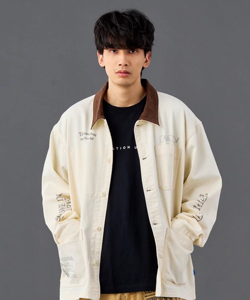 Liberaiders(リベレイダース)の「Liberaiders/リベレイダース HANDWRITING PRINT COVERALL 手書きプリント コットンツイル カバーオール ジャケット 秋 秋服 2026年秋冬 冬服(カバーオール・メンズ・ホワイト・M/L/XL)」の3枚目の写真
