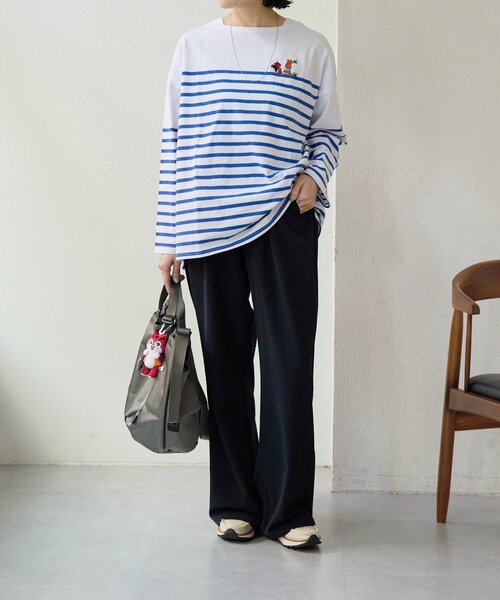 ear PAPILLONNER（イアパピヨネ）の「【クッピーラムネ×ear】綿100％/コラボボーダーロングTシャツ（Tシャツ/カットソー・レディース・ホワイト・FREE）」の13枚目の写真