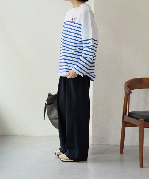 ear PAPILLONNER（イアパピヨネ）の「【クッピーラムネ×ear】綿100％/コラボボーダーロングTシャツ（Tシャツ/カットソー・レディース・ホワイト・FREE）」の14枚目の写真