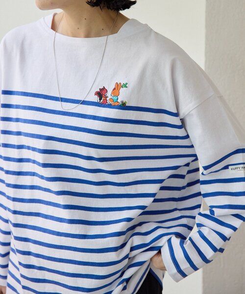 ear PAPILLONNER（イアパピヨネ）の「【クッピーラムネ×ear】綿100％/コラボボーダーロングTシャツ（Tシャツ/カットソー・レディース・ホワイト・FREE）」の16枚目の写真