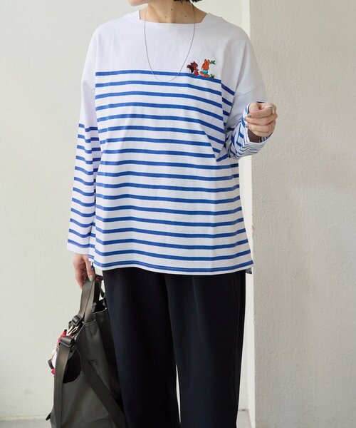 ear PAPILLONNER（イアパピヨネ）の「【クッピーラムネ×ear】綿100％/コラボボーダーロングTシャツ（Tシャツ/カットソー・レディース・ホワイト・FREE）」の10枚目の写真