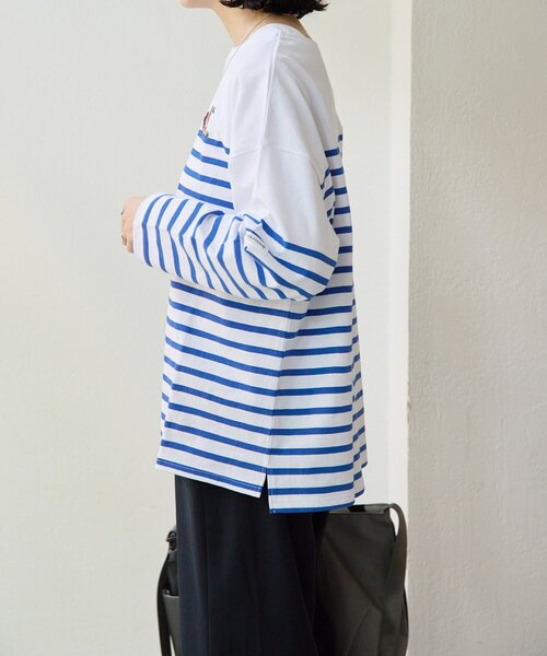 ear PAPILLONNER（イアパピヨネ）の「【クッピーラムネ×ear】綿100％/コラボボーダーロングTシャツ（Tシャツ/カットソー・レディース・ホワイト・FREE）」の11枚目の写真