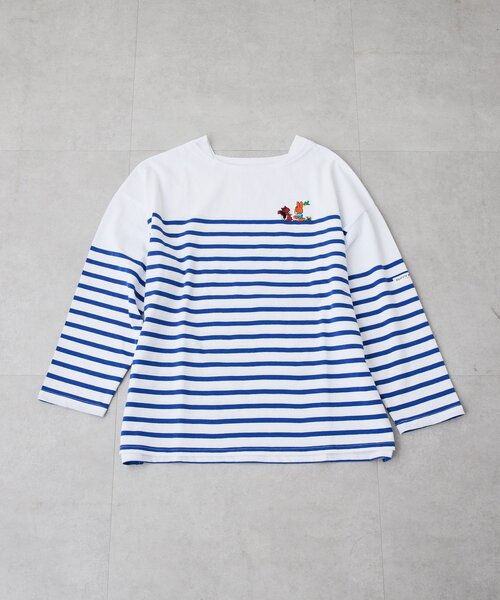 ear PAPILLONNER（イアパピヨネ）の「【クッピーラムネ×ear】綿100％/コラボボーダーロングTシャツ（Tシャツ/カットソー・レディース・ホワイト・FREE）」の4枚目の写真