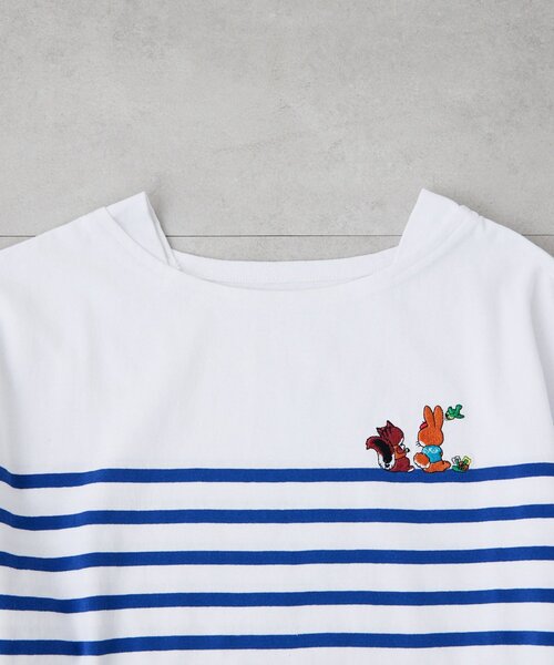 ear PAPILLONNER（イアパピヨネ）の「【クッピーラムネ×ear】綿100％/コラボボーダーロングTシャツ（Tシャツ/カットソー・レディース・ホワイト・FREE）」の6枚目の写真