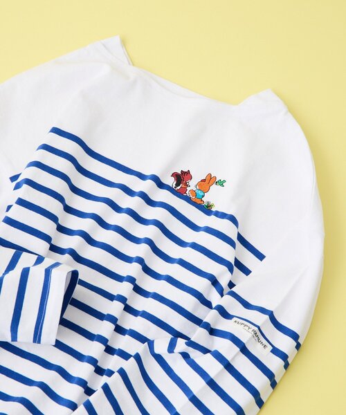 ear PAPILLONNER（イアパピヨネ）の「【クッピーラムネ×ear】綿100％/コラボボーダーロングTシャツ（Tシャツ/カットソー・レディース・ホワイト・FREE）」の3枚目の写真