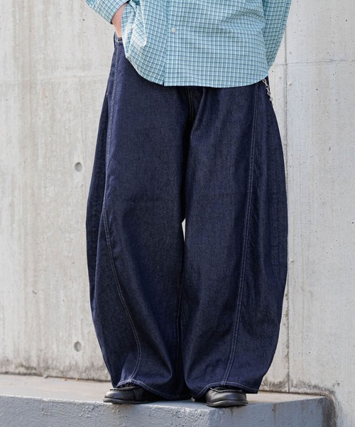 RAGEBLUE(レイジブルー)の「Super Buggy Denim Curve Seam Barrel Pants/デニムカーブシームスーパーバギーバレルパンツ(デニムパンツ・メンズ・ネイビー/ライトブルー/ブラック・MEDIUM/SMALL/LARGE)」の3枚目の写真