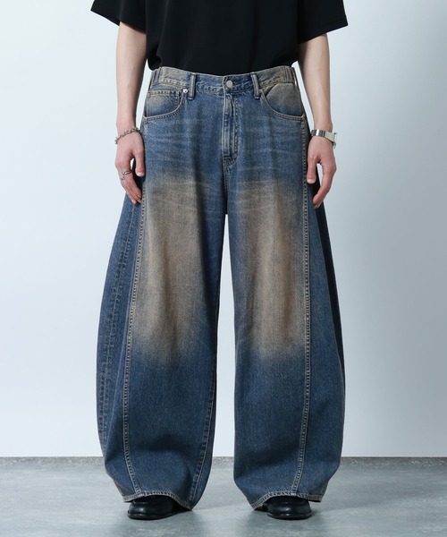 Super Buggy Denim Curve Seam Barrel Pants/デニムカーブシーム