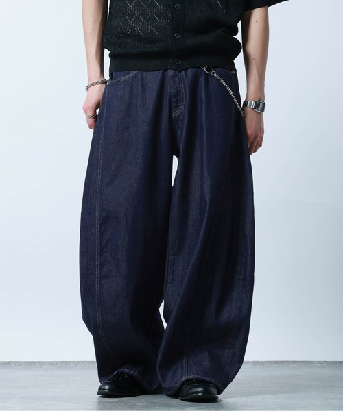 Super Buggy Denim Curve Seam Barrel Pants/デニムカーブシーム