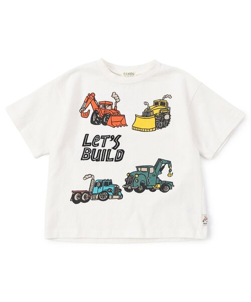 F.O.KIDS(エフオーキッズ)の「働く車プリント半袖Tシャツ(Tシャツ/カットソー・キッズ・ブルー/オフホワイト/レッド・80/90/100/110/120/130/140)」の2枚目の写真