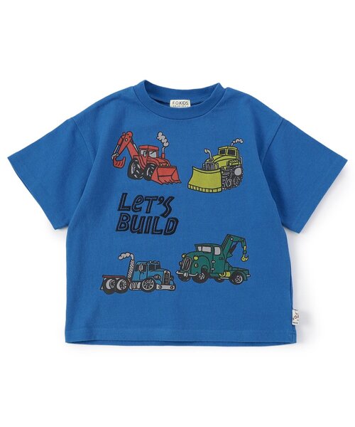 F.O.KIDS(エフオーキッズ)の「働く車プリント半袖Tシャツ(Tシャツ/カットソー・キッズ・ブルー/オフホワイト/レッド・80/90/100/110/120/130/140)」の1枚目の写真