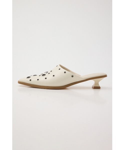 LAGUA GEM(ラグアジェム)の「EYELET KITTEN HEEL ミュール(パンプス・レディース・アイボリー/ブラック・LARGE/MEDIUM/SMALL)」の2枚目の写真