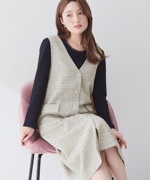 index | サマーツイード前開きジャンスカ【洗濯機OK/イージーアイロン】(ワンピース)