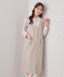 index（インデックス）の「サマーツイード前開きジャンスカ【洗濯機OK/イージーアイロン】（ワンピース）」