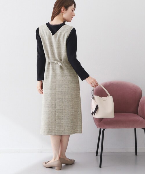 index（インデックス）の「サマーツイード前開きジャンスカ【洗濯機OK/イージーアイロン】（ワンピース・レディース・アイボリー系3/ベージュ系その他2/チャコール・36/38/40/42）」の6枚目の写真