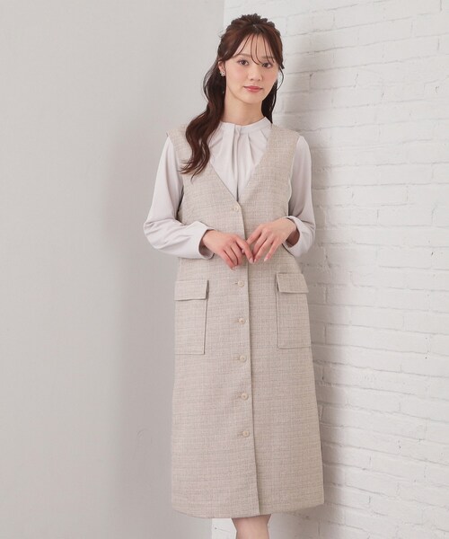 index（インデックス）の「サマーツイード前開きジャンスカ【洗濯機OK/イージーアイロン】（ワンピース・レディース・アイボリー系3/ベージュ系その他2/チャコール・36/38/40/42）」の13枚目の写真