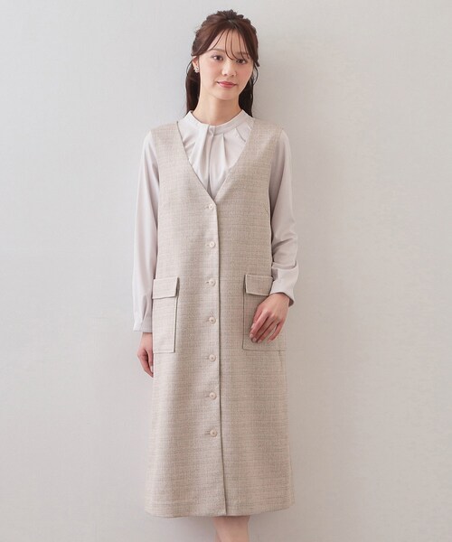 index（インデックス）の「サマーツイード前開きジャンスカ【洗濯機OK/イージーアイロン】（ワンピース・レディース・アイボリー系3/ベージュ系その他2/チャコール・36/38/40/42）」の17枚目の写真