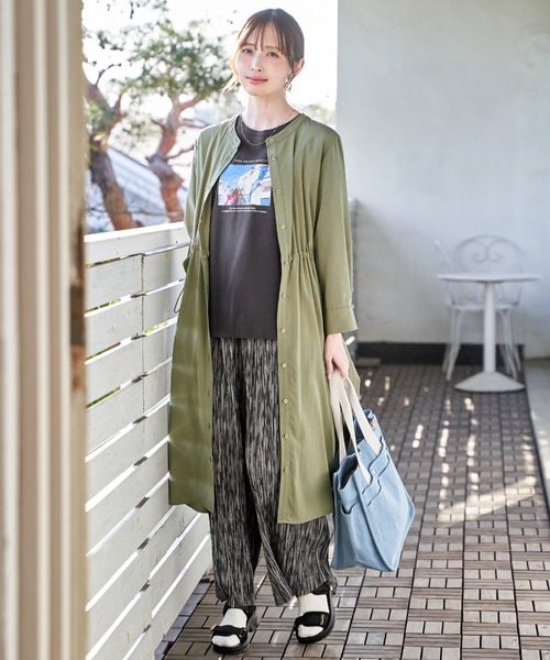 ikka(イッカ)の「バンドカラーウエストドロストワンピース(ワンピース・レディース・オリーブ/ネイビー・L/M/S)」の5枚目の写真