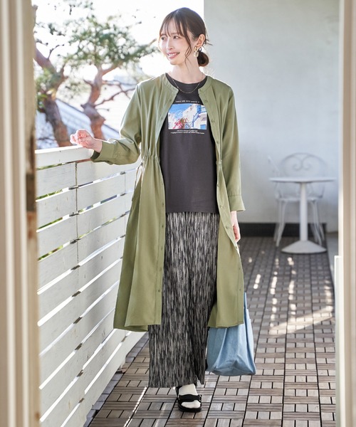 ikka(イッカ)の「バンドカラーウエストドロストワンピース(ワンピース・レディース・オリーブ/ネイビー・L/M/S)」の6枚目の写真