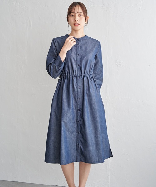ikka(イッカ)の「バンドカラーウエストドロストワンピース(ワンピース・レディース・オリーブ/ネイビー・L/M/S)」の18枚目の写真