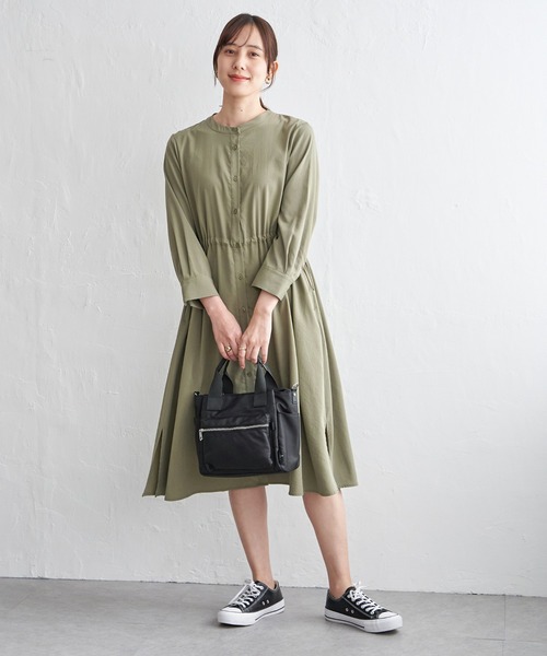 ikka(イッカ)の「バンドカラーウエストドロストワンピース(ワンピース・レディース・オリーブ/ネイビー・L/M/S)」の11枚目の写真