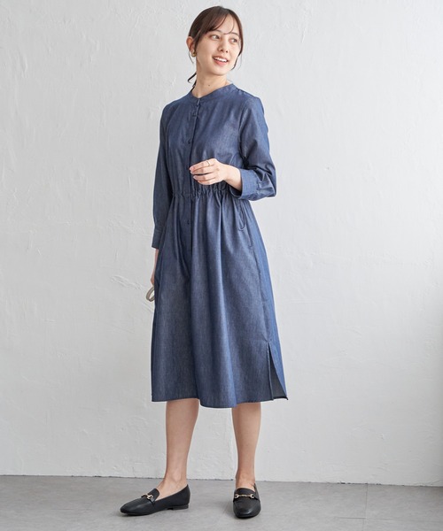 ikka(イッカ)の「バンドカラーウエストドロストワンピース(ワンピース・レディース・オリーブ/ネイビー・L/M/S)」の14枚目の写真