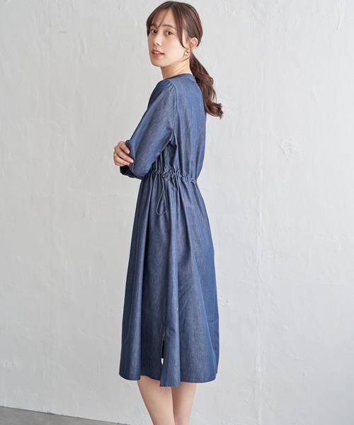 ikka(イッカ)の「バンドカラーウエストドロストワンピース(ワンピース・レディース・オリーブ/ネイビー・L/M/S)」の13枚目の写真