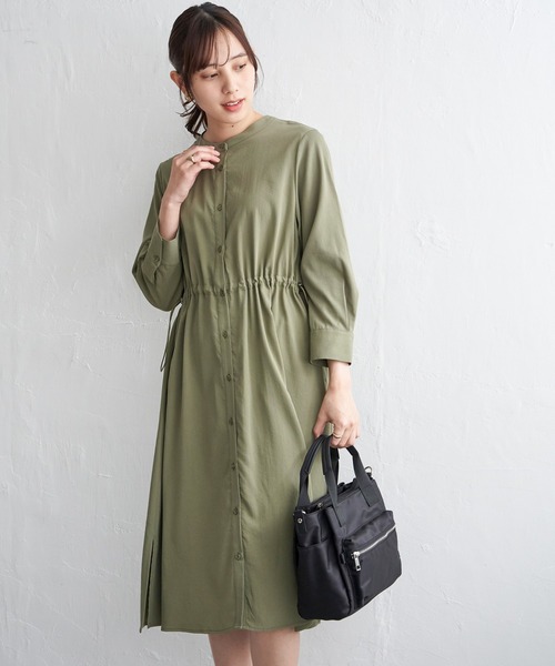 ikka(イッカ)の「バンドカラーウエストドロストワンピース(ワンピース・レディース・オリーブ/ネイビー・L/M/S)」の8枚目の写真