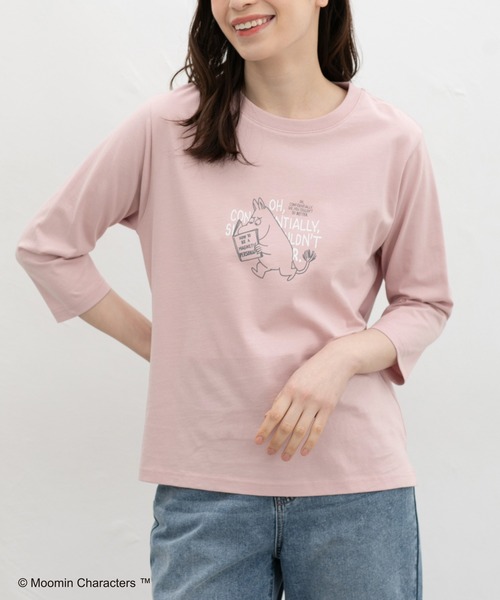 Honeys(ハニーズ)の「【UVカット】ムーミン/7分袖Tシャツ(Tシャツ/カットソー・レディース・ホワイト×ネイビー/ピンク/ホワイト×レッド/ブラック/オフホワイト/杢グレー・L/LL/M/S)」の21枚目の写真