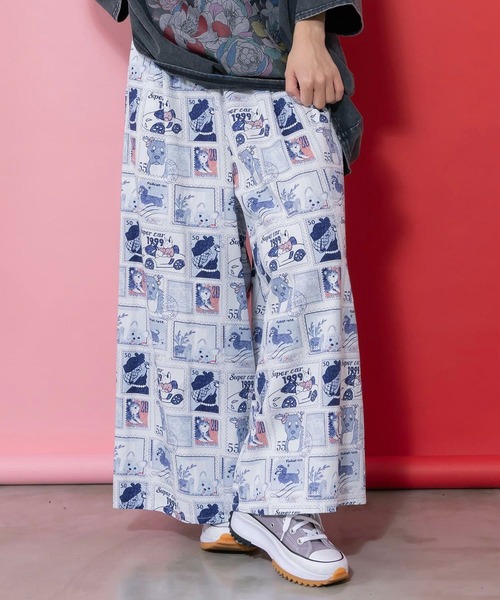 ScoLar(スカラー)の「ScoLar(スカラー) わんちゃんスタンプ柄 バイオ加工パンツ(その他パンツ・レディース・ブルー・MEDIUM)」の4枚目の写真