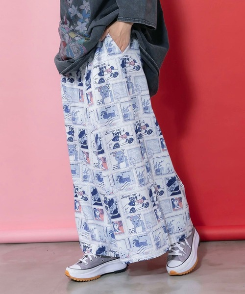 ScoLar(スカラー)の「ScoLar(スカラー) わんちゃんスタンプ柄 バイオ加工パンツ(その他パンツ・レディース・ブルー・MEDIUM)」の5枚目の写真