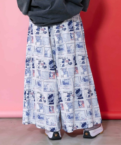 ScoLar(スカラー)の「ScoLar(スカラー) わんちゃんスタンプ柄 バイオ加工パンツ(その他パンツ・レディース・ブルー・MEDIUM)」の6枚目の写真