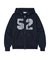 AMESWORLDWIDE | 52 APPLIQUE HOODIE ZIP UP NAVY(パーカー)