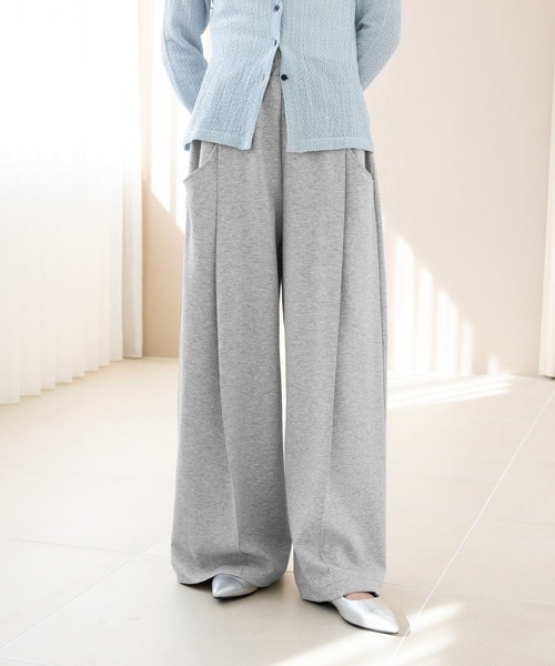 RAGEBLUE(レイジブルー)の「ピンタック/ポンチスウェットワイドパンツ(スウェットパンツ・レディース・ブラック/グレー・FREE)」の2枚目の写真