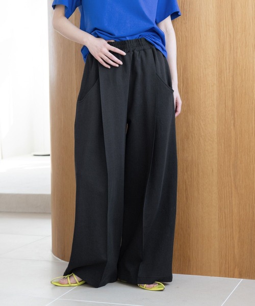 RAGEBLUE(レイジブルー)の「ピンタック/ポンチスウェットワイドパンツ(スウェットパンツ・レディース・ブラック/グレー・FREE)」の6枚目の写真