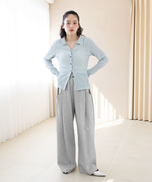 RAGEBLUE(レイジブルー)の「ピンタック/ポンチスウェットワイドパンツ(スウェットパンツ・レディース・ブラック/グレー・FREE)」の8枚目の写真