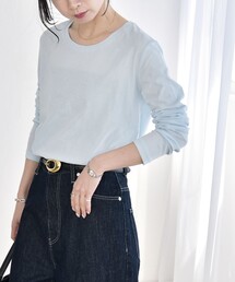 quaranciel:〈接触冷感/手洗い可能〉シアー コットン クルーネック ロンTEE