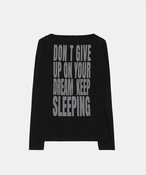 BADBLOOD(バッドブラッド)の「KEEP SLEEPING ボートネックルーズフィットT - ブラック(Tシャツ/カットソー・レディース・その他・S/L)」の1枚目の写真