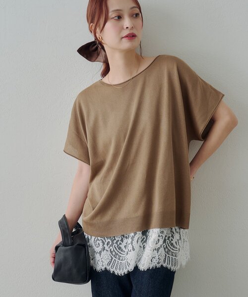 DISCOAT(ディスコート)の「【Noka/UVカット/抗ピリング】ドルマン半袖プルオーバー(Tシャツ/カットソー・レディース・オフホワイト/ブラック/ベージュ/オレンジ/グレー・FREE)」の4枚目の写真