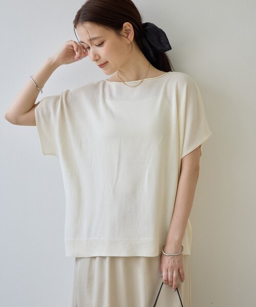 DISCOAT(ディスコート)の「【Noka/UVカット/抗ピリング】ドルマン半袖プルオーバー(Tシャツ/カットソー・レディース・オフホワイト/ブラック/ベージュ/オレンジ/グレー・FREE)」の1枚目の写真