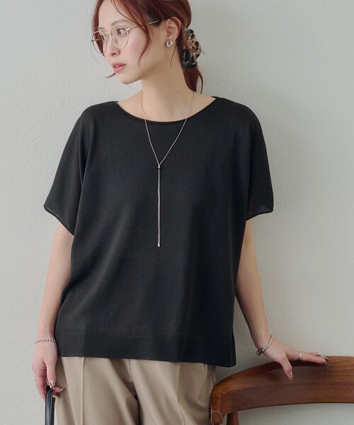 DISCOAT(ディスコート)の「【Noka/UVカット/抗ピリング】ドルマン半袖プルオーバー(Tシャツ/カットソー・レディース・オフホワイト/ブラック/ベージュ/オレンジ/グレー・FREE)」の2枚目の写真