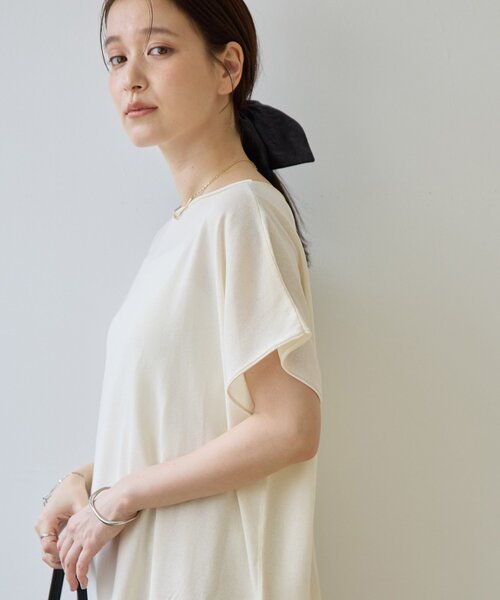 DISCOAT(ディスコート)の「【Noka/UVカット/抗ピリング】ドルマン半袖プルオーバー(Tシャツ/カットソー・レディース・オフホワイト/ブラック/ベージュ/オレンジ/グレー・FREE)」の8枚目の写真