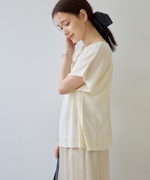 DISCOAT(ディスコート)の「【Noka/UVカット/抗ピリング】ドルマン半袖プルオーバー(Tシャツ/カットソー・レディース・オフホワイト/ブラック/ベージュ/オレンジ/グレー・FREE)」の10枚目の写真