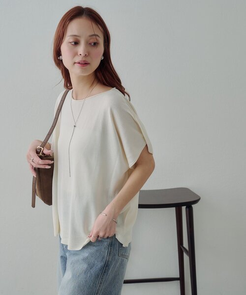 DISCOAT(ディスコート)の「【Noka/UVカット/抗ピリング】ドルマン半袖プルオーバー(Tシャツ/カットソー・レディース・オフホワイト/ブラック/ベージュ/オレンジ/グレー・FREE)」の17枚目の写真